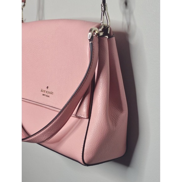 Kate Spade Leila Medium Flap Shoulder Bag Peachy Rose Leather Purse Crossbody - Picture 4 of 9